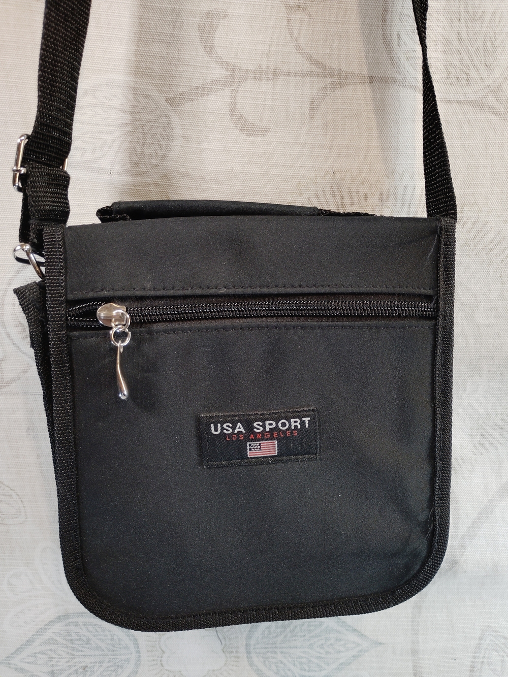 Black Crossbody Bag with Front Zip Pocket